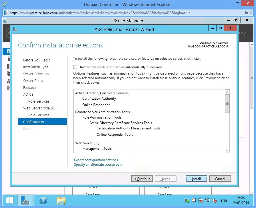 Practice Labs screenshot.